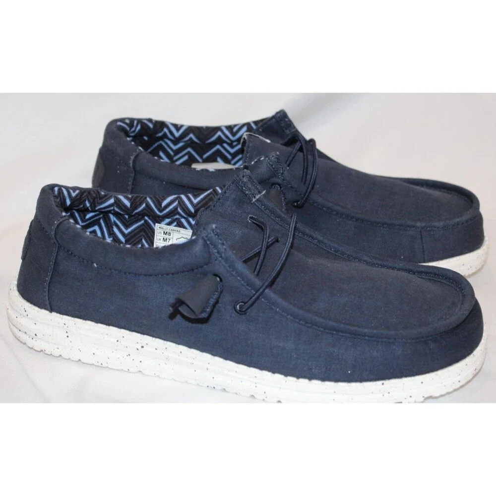 Hey Dude Men's Wally‎ Casual Slip On Sneakers NAVY BLUE Sz 8 NEW